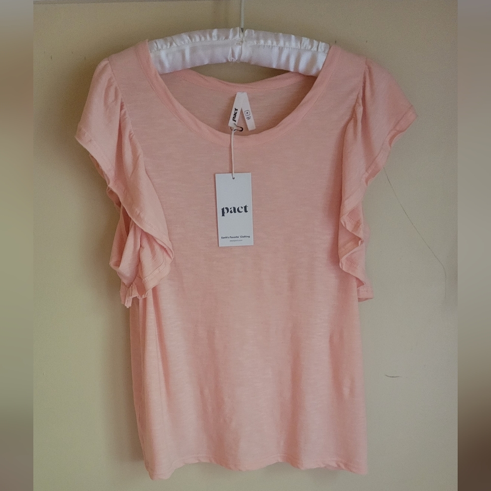 PACT - Tissue Slub Femme Ruffle Tee - Picture 2 of 3